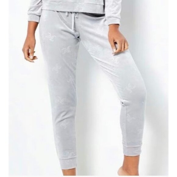 Juicy Couture Sleepwear Women's Gray Velour Jogger Pants w/ Embossed Logo Sz L - Picture 3 of 7